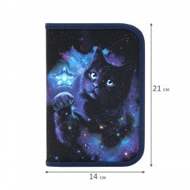 Пенал BRAUBERG с наполнением, 1 отделение, 1 откидная планка, 24 предмета, 21х14 см, "Star cat", 274615