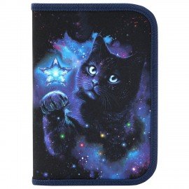 Пенал BRAUBERG с наполнением, 1 отделение, 1 откидная планка, 24 предмета, 21х14 см, "Star cat", 274615