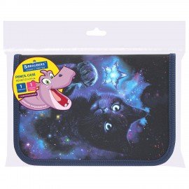 Пенал BRAUBERG с наполнением, 1 отделение, 1 откидная планка, 24 предмета, 21х14 см, "Star cat", 274615