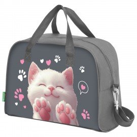 Сумка для занятий с плечевым ремнем, подкладкой BRAUBERG KIDS с ручками, 35x25x15 см, "Purr cat", 274629