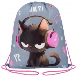Мешок для обуви ПИФАГОР, 1 отделение, 42х34 см, "Ruffled kitten", 274631