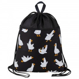 Мешок для обуви BRAUBERG БОЛЬШОЙ, с ручкой, карман на молнии, сетка, 49х41 см, "Crazy geese", 274638