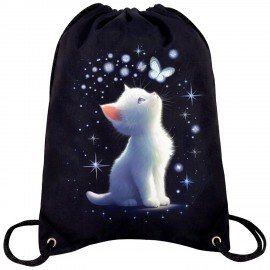 Мешок для обуви BRAUBERG PREMIUM, карман, подкладка, светоотражайка, 43х33 см, "White kitten", 274646