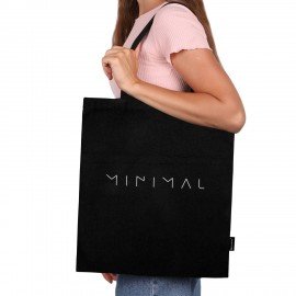 Сумка шоппер BRAUBERG, канвас, 40х35 см, черный, "Minimal", 274649