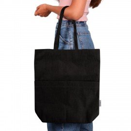 Сумка шоппер HEIKKI (ХЕЙКИ), вельвет, 2 кармана, подкладка, 35х36х10 см, Black, 274653
