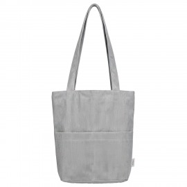 Сумка шоппер HEIKKI (ХЕЙКИ), вельвет, 2 кармана, подкладка, 36х36х10 см, Gray, 274654