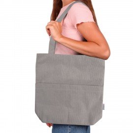 Сумка шоппер HEIKKI (ХЕЙКИ), вельвет, 2 кармана, подкладка, 36х36х10 см, Gray, 274654