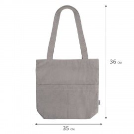 Сумка шоппер HEIKKI (ХЕЙКИ), вельвет, 2 кармана, подкладка, 36х36х10 см, Gray, 274654