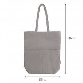 Сумка шоппер HEIKKI (ХЕЙКИ), вельвет, 2 кармана, подкладка, 36х36х10 см, Gray, 274654