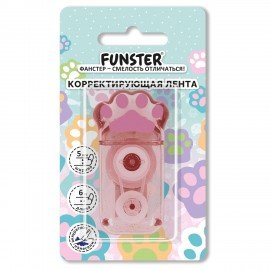 Корректирующая лента FUNSTER (ФАНСТЕР) "Кошачьи лапки", 5 мм х 6 м, ассорти, блистер, 274661