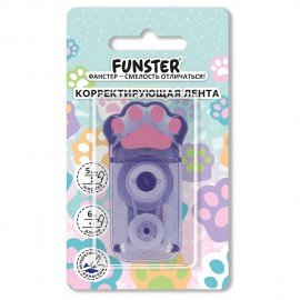 Корректирующая лента FUNSTER (ФАНСТЕР) "Кошачьи лапки", 5 мм х 6 м, ассорти, блистер, 274661