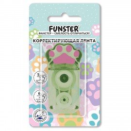 Корректирующая лента FUNSTER (ФАНСТЕР) "Кошачьи лапки", 5 мм х 6 м, ассорти, блистер, 274661