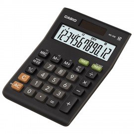 Калькулятор настольный CASIO MS-20UC-BK-W-EC (15х10,5х2,3 см) 12 разрядов, дв.питание