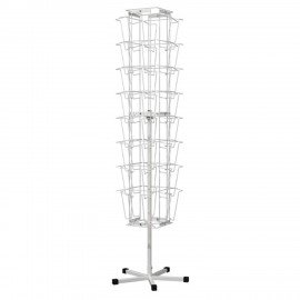 Стойка напольная для рекламных материалов (188х54х54 см), на 32 лотка, сетчатая, вращающаяся, белая, А-29-ТМ