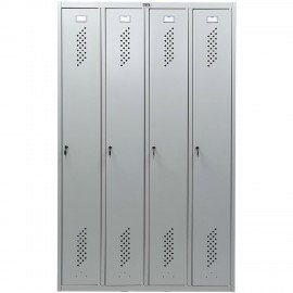 Шкаф металлический для одежды ПРАКТИК "LS-41", четырехсекционный, 1830х1170х500 мм, 53 кг, разборный, LS(LE)–41