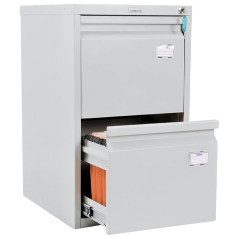 Шкаф картотечный ПРАКТИК "A-42", 685х408х485 мм, 2 ящика для 84 подвесных папок, формат папок A4 (БЕЗ ПАПОК)