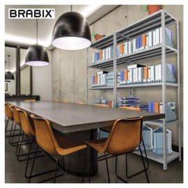 Стеллаж металлический BRABIX "MS Plus-185/50-4", 1850х1000х500 мм, 4 полки, регулируемые опоры, 291106, S241BR155402