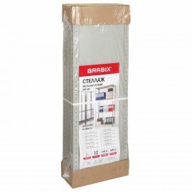 Стеллаж металлический BRABIX "MS KD-180/50-4", 1800х1000х500 мм, 4 полки, сборная стойка, 291116, S240BR145402