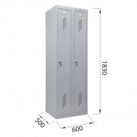 Шкаф металлический для одежды BRABIX "LK 21-60", УСИЛЕННЫЙ, 2 секции, 1830х600х500 мм, 32 кг, 291126, S230BR402502