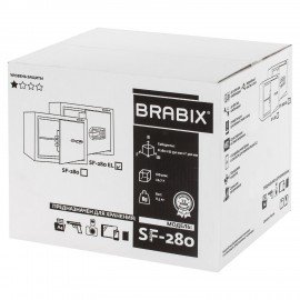 Сейф мебельный BRABIX "SF-280EL", 280х350х300 мм, электронный замок, черный, 291149, S103BR212414