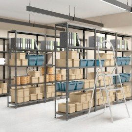 Стеллаж металлический BRABIX "ГРАФИТ MS KD-180/40-5", лофт, 1800х1000х400 мм, 5 полок, 291269, S240BR144593