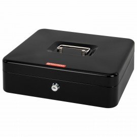 Ящик для денег, ценностей, документов, печатей, 90х240х300 мм, ключевой замок, черный, BRAUBERG, 291348