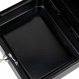 Ящик для денег, ценностей, документов, печатей, 90х240х300 мм, ключевой замок, черный, BRAUBERG, 291348