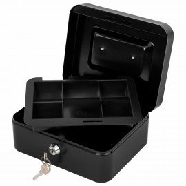 Ящик для денег, ценностей, документов, печатей, 90х160х200 мм, ключевой замок, черный, BRAUBERG, 291350