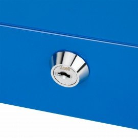 Ящик для денег, ценностей, документов, печатей, 90х160х200 мм, ключевой замок, синий, BRAUBERG, 291351