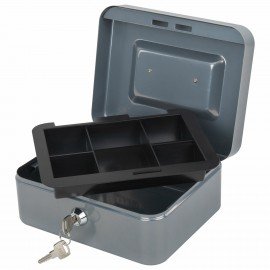 Ящик для денег, ценностей, документов, печатей, 90х160х200 мм, ключевой замок, серебристый, BRAUBERG, 291352