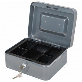 Ящик для денег, ценностей, документов, печатей, 90х160х200 мм, ключевой замок, серебристый, BRAUBERG, 291352