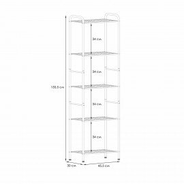 Стеллаж на металлокаркасе "Валенсия-15", 455х300х1555 мм, 5 полок, белый, СТВ15 Б