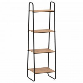 Стеллаж на металлокаркасе "Скандинавия-14", 450х385х1470 мм, 4 полки ЛДСП, черный/дуб, CТCП14 Ч