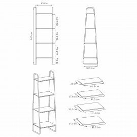 Стеллаж на металлокаркасе "Скандинавия-14", 450х385х1470 мм, 4 полки ЛДСП, черный/дуб, CТCП14 Ч