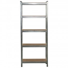 Стеллаж металлический BOOMHOUSE (БУМХАУС) безболтовой, в1800*ш750*г350мм, 5 полок МДФ, серебристый, 291411