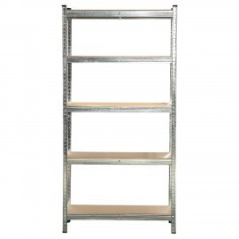Стеллаж металлический BOOMHOUSE (БУМХАУС) безболтовой, в1800*ш900*г400мм, 5 полок МДФ, серебристый, 291412