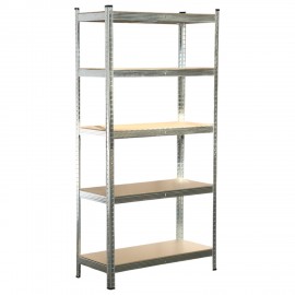 Стеллаж металлический BOOMHOUSE (БУМХАУС) безболтовой, в1800*ш900*г400мм, 5 полок МДФ, серебристый, 291412