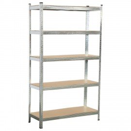Стеллаж металлический BOOMHOUSE (БУМХАУС) безболтовой, в1800*ш1050*г400мм, 5 полок МДФ, серебристый, 291413