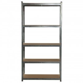 Стеллаж металлический BOOMHOUSE (БУМХАУС) безболтовой, в2000*ш1000*г400мм, 5 полок МДФ, серебристый, 291414