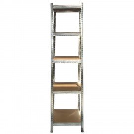 Стеллаж металлический BOOMHOUSE (БУМХАУС) безболтовой, в2000*ш1000*г500мм, 5 полок МДФ, серебристый, 291415