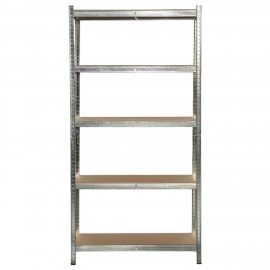 Стеллаж металлический BOOMHOUSE (БУМХАУС) безболтовой, в2000*ш1000*г500мм, 5 полок МДФ, серебристый, 291415