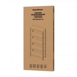 Стеллаж металлический BOOMHOUSE (БУМХАУС) безболтовой, в2000*ш1000*г500мм, 5 полок МДФ, серебристый, 291415