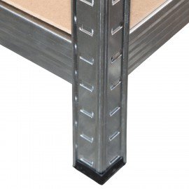 Стеллаж металлический BOOMHOUSE (БУМХАУС) безболтовой, в2000*ш1000*г500мм, 6 полок МДФ, серебристый, 291416