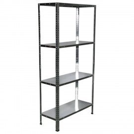 Стеллаж металл BOOMHOUSE (БУМХАУС) в1500*ш750*г300мм, 4 полки, нагрузка на стеллаж до 120 кг, серебристый, 291418