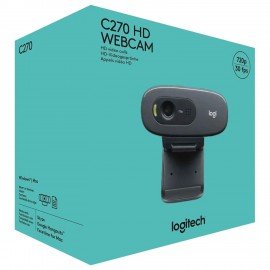 Веб-камера LOGITECH C270, 1/3 Мпикс., микрофон, USB 2.0, черная, регулируемый крепеж