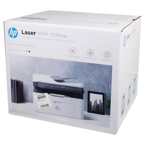 МФУ лазерное HP Laser 137fnw "4 в 1", А4, 20 стр./мин, 10000 стр./мес., АПД, Wi-Fi, сетевая карта, 4ZB84A