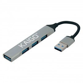 USB-хаб KG-088, USB-A 3.2, высокоскоростной, 4в1, 1хUSB-A 3.2, 3xUSB-A 2.0, 60 мм, серый, KAIGO, 355062