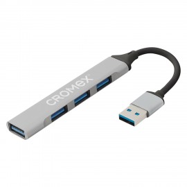 USB-хаб CRX-087, USB-A 2.0, 4в1, 4xUSB-A 2.0, 60 мм, серый, CROMEX, 355064