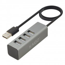 USB-хаб KG-119, USB-A 2.0, 4в1, 4xUSB-A 2.0, 80 cм, серый, KAIGO, 355066