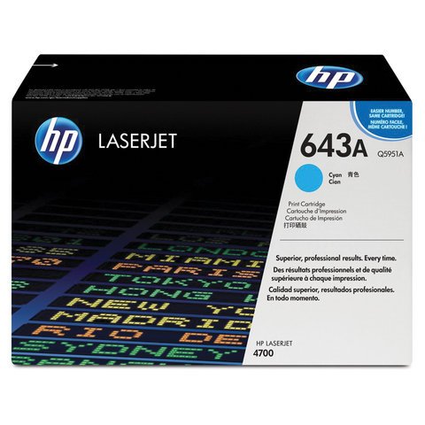 Картридж лазерный HP (Q5951A) ColorLaserJet 4700, №643A, голубой, оригинальный, ресурс 10000 страниц